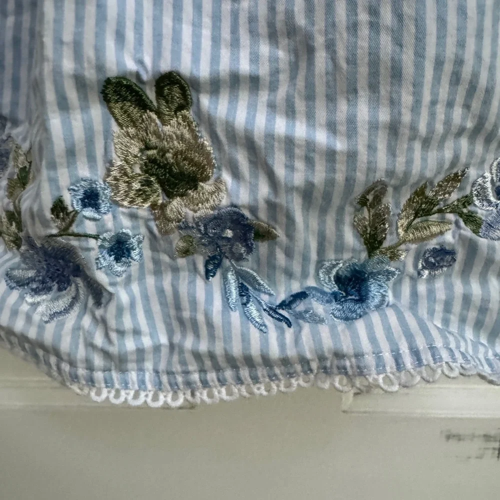 NWOT Mud Pie 3T Girls Blue & White Striped Floral Bow Back Tank Top Dress